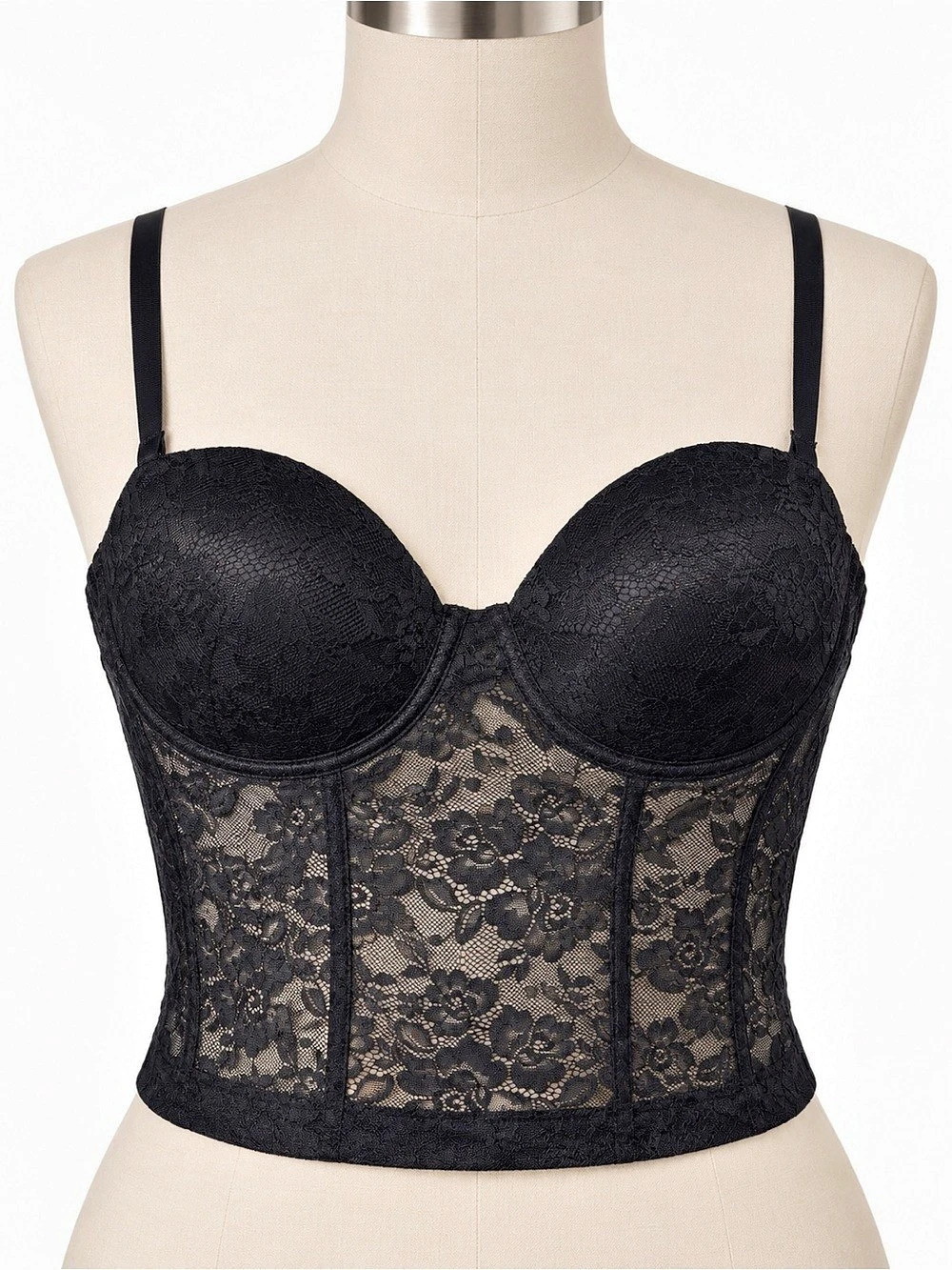 Nicole Miller Black Lace Longline Bustier Corset Top NWOT Size S